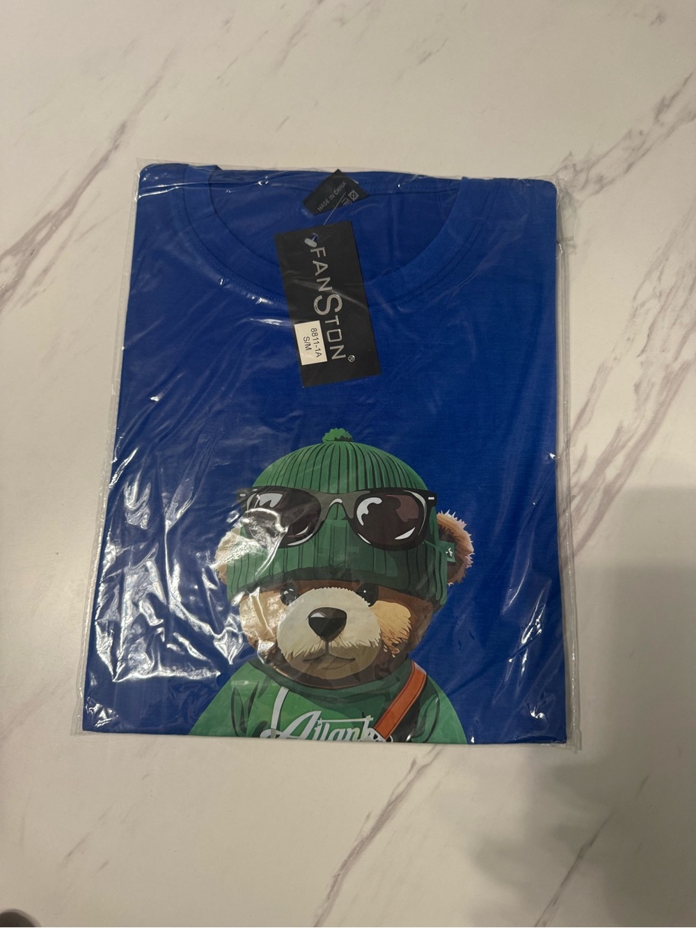 Fanston men Blue Bear Graphic Tee